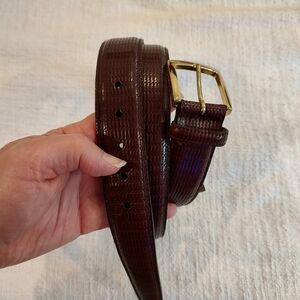 Trafalgar Townsend Weave Belt  Genuine Italian Leather Brown Brass Buckl…